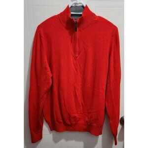Johnstons of Elgin Men's Pullover Quarter Zip Jumper Sweater Red Cashmere Blend